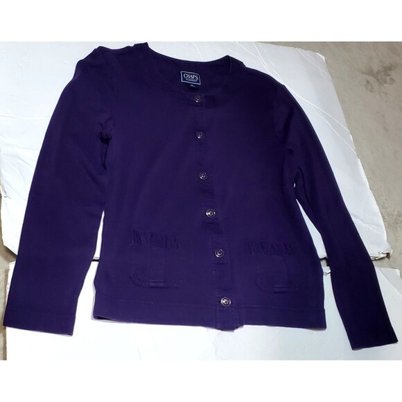 Chaps Women’s Classic Purple Cardigan  Size M Lightweight with Buttons & Pockets - Picture 1 of 6